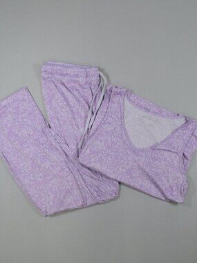 🌸 Eddie Bauer XL Lavender Floral Pajama Set Lounge Sleepwear Soft